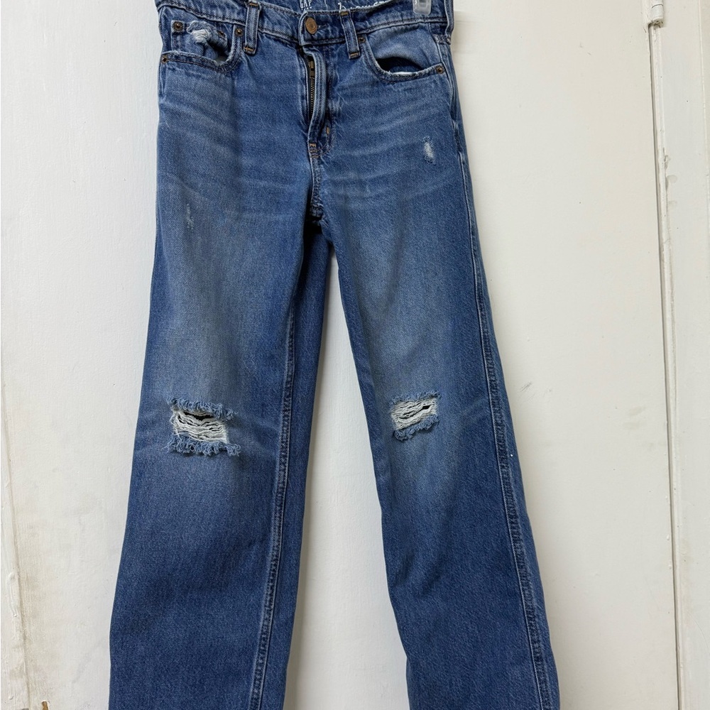 GAP Blue Distressed Women's Wide Leg Jeans
